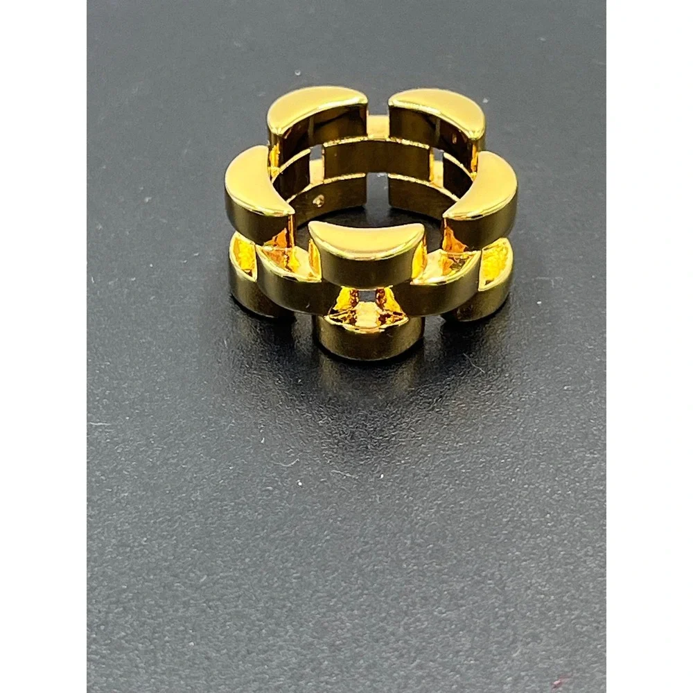 Kate Spade Rolly Sliced Scallops Gold‎ Plated Heavy Chain Link Ring Sz 7